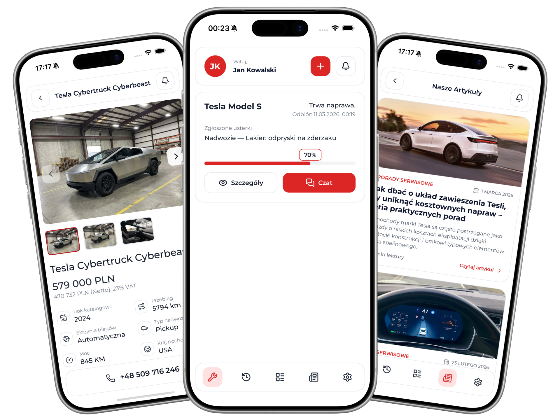 Panel serwisowy Pearl Tesla - aplikacja mobilna i dashboard
